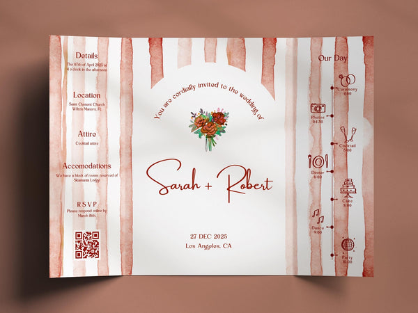 BeyzaLab Terracotta Gatefold Wedding Invitation