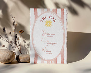 BeyzaLab Terracotta Wedding Bar Menu Sign