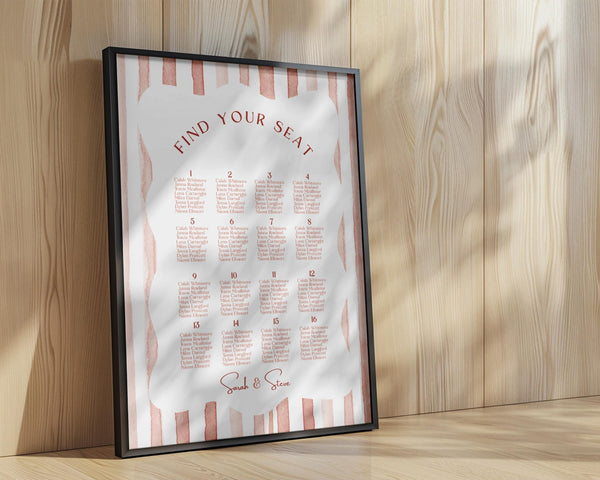 BeyzaLab Terracotta Wedding Seating Chart Sign