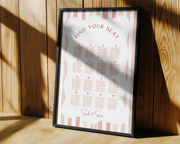 BeyzaLab Terracotta Wedding Seating Chart Sign