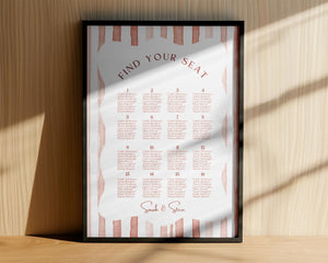 BeyzaLab Terracotta Wedding Seating Chart Sign