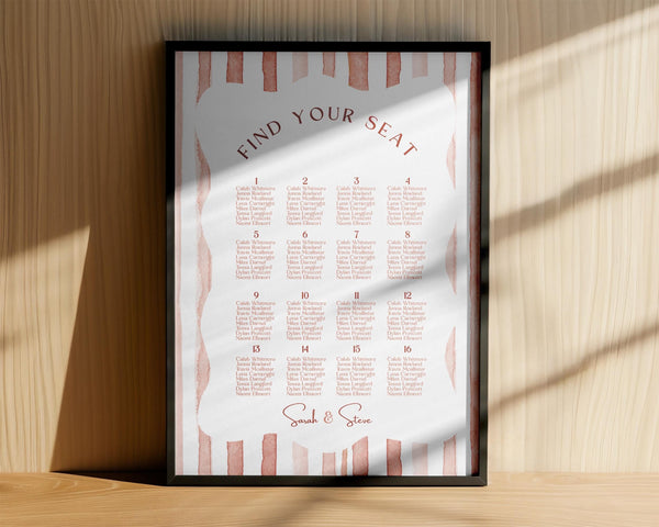 BeyzaLab Terracotta Wedding Seating Chart Sign