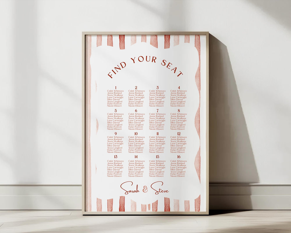 BeyzaLab Terracotta Wedding Seating Chart Sign