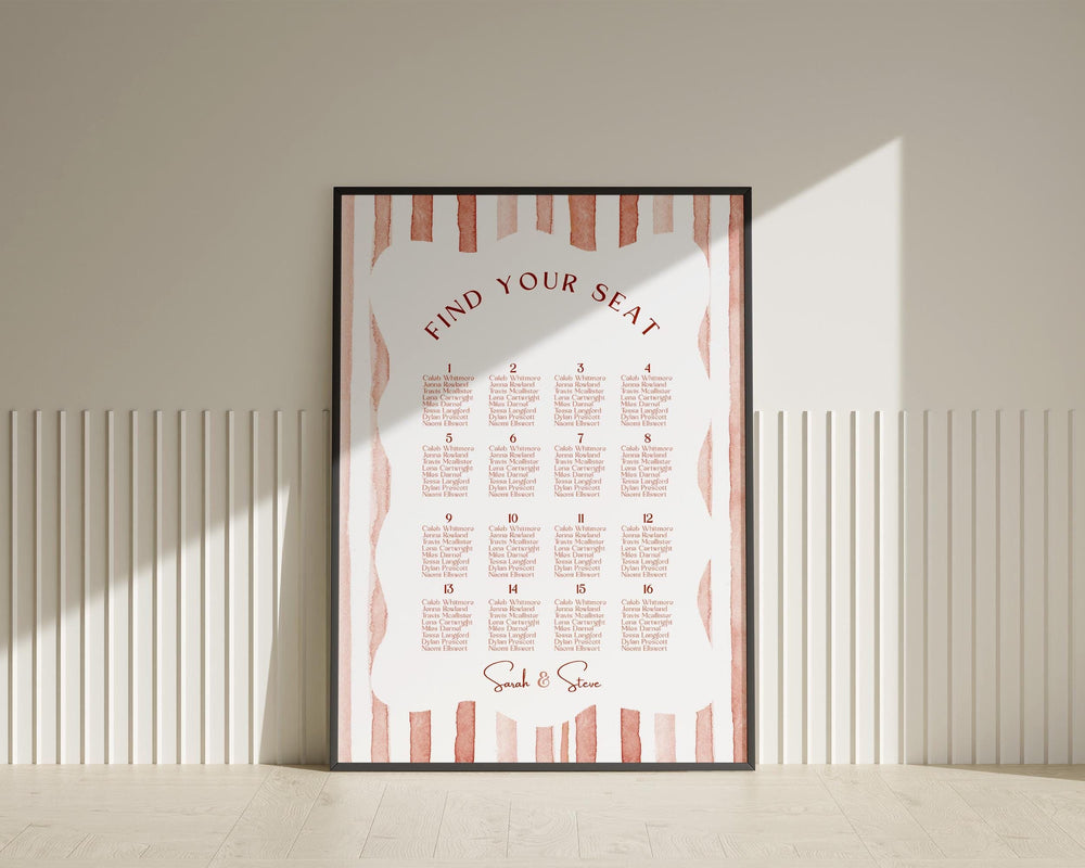 BeyzaLab Terracotta Wedding Seating Chart Sign