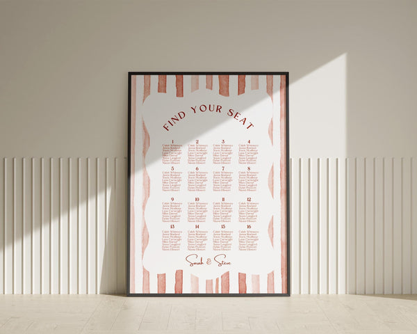BeyzaLab Terracotta Wedding Seating Chart Sign