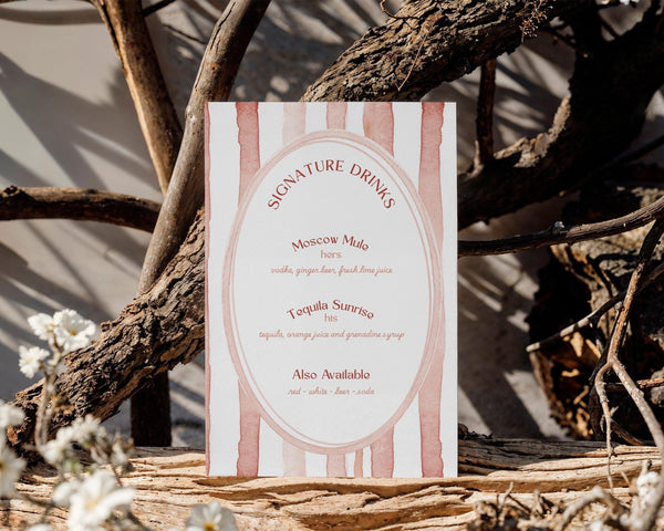 BeyzaLab Terracotta Wedding Signature Drinks Sign