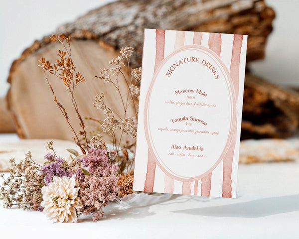 BeyzaLab Terracotta Wedding Signature Drinks Sign