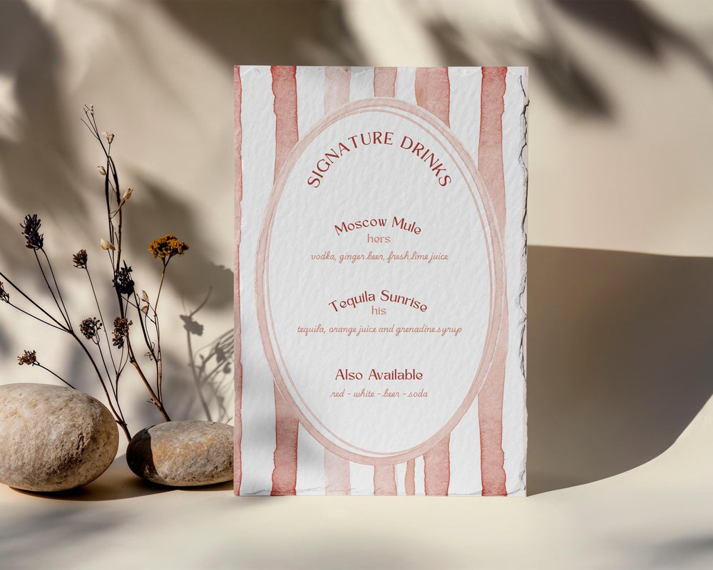 BeyzaLab Terracotta Wedding Signature Drinks Sign
