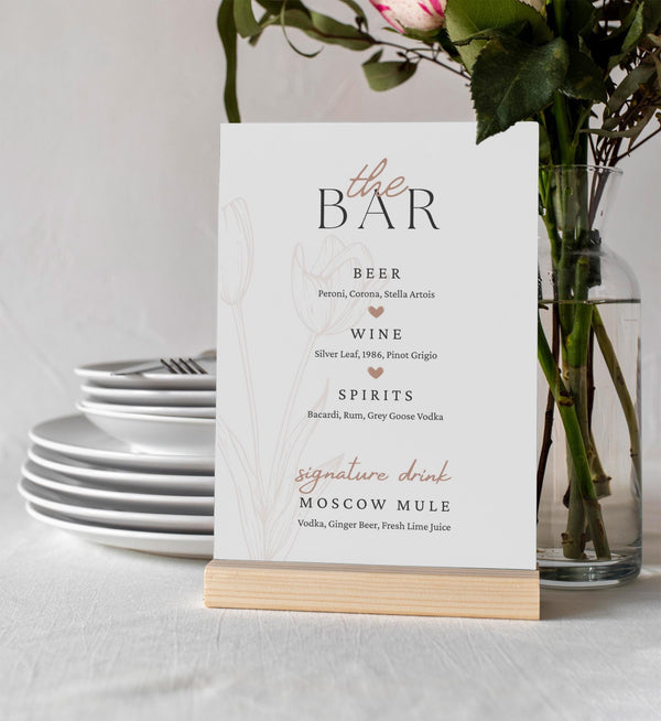 BeyzaLab Tulip Bar Menu Sign