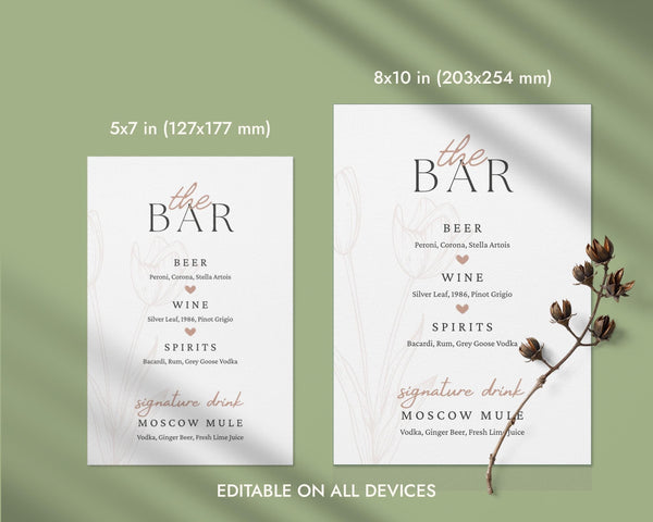 BeyzaLab Tulip Bar Menu Sign