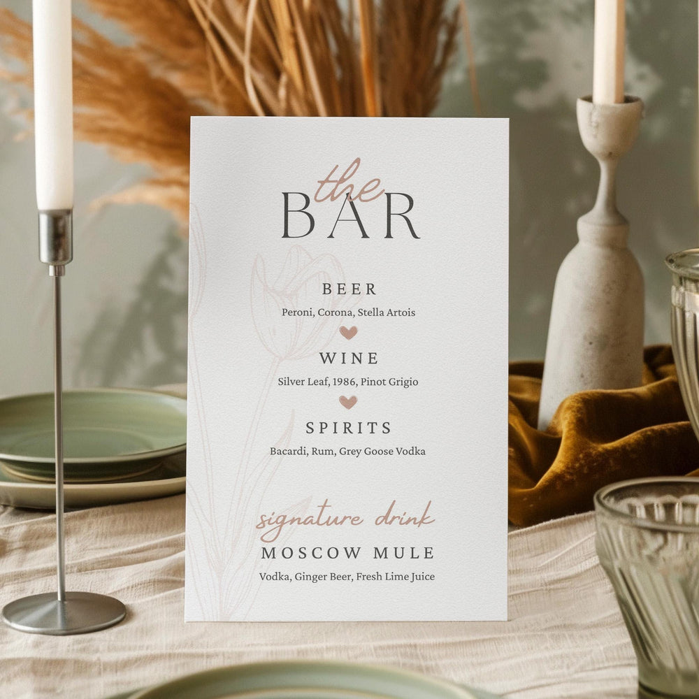 BeyzaLab Tulip Bar Menu Sign