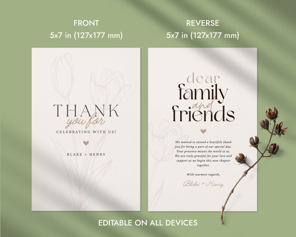 BeyzaLab Tulip Thank You Cards