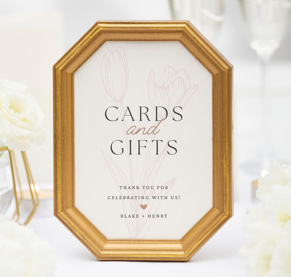 BeyzaLab Tulip Wedding Cards and Gifts Sign