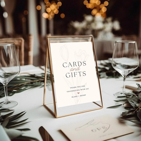 BeyzaLab Tulip Wedding Cards and Gifts Sign