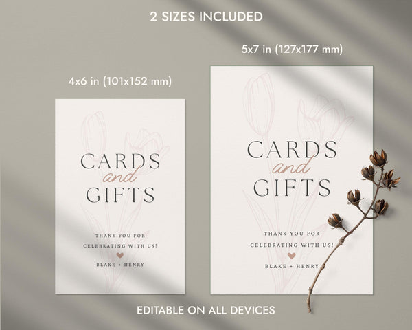 BeyzaLab Tulip Wedding Cards and Gifts Sign