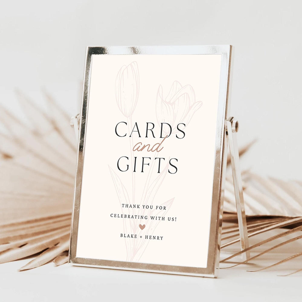 BeyzaLab Tulip Wedding Cards and Gifts Sign