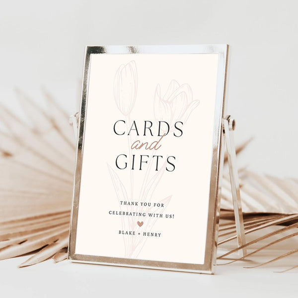 BeyzaLab Tulip Wedding Cards and Gifts Sign