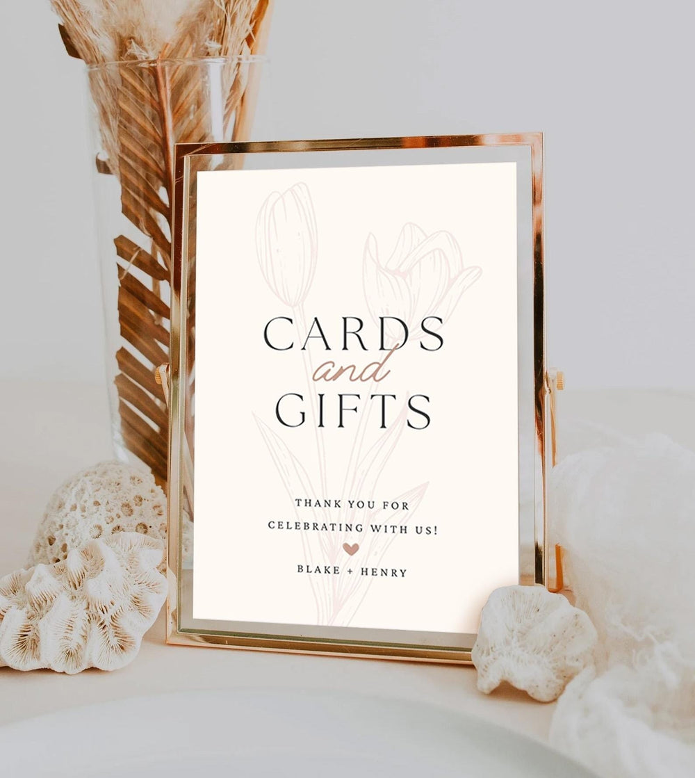 BeyzaLab Tulip Wedding Cards and Gifts Sign