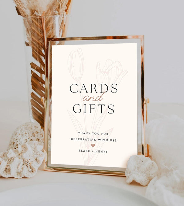 BeyzaLab Tulip Wedding Cards and Gifts Sign