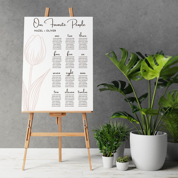 BeyzaLab Tulip Wedding Seating Chart Sign