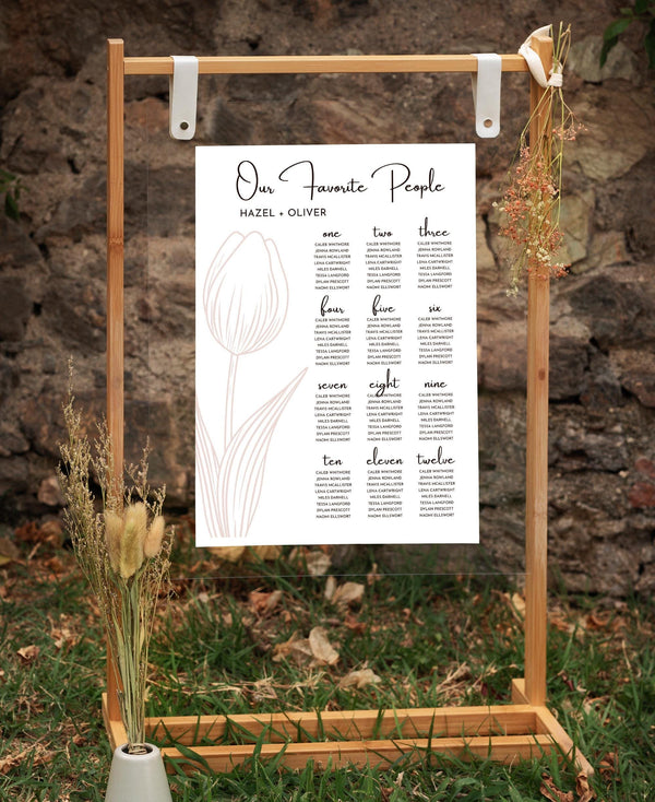 BeyzaLab Tulip Wedding Seating Chart Sign