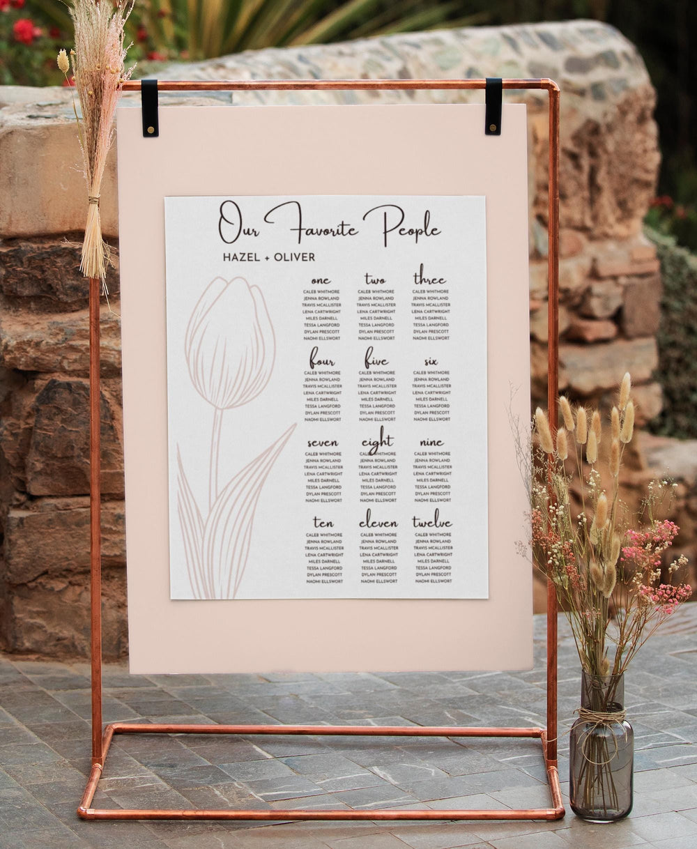 BeyzaLab Tulip Wedding Seating Chart Sign