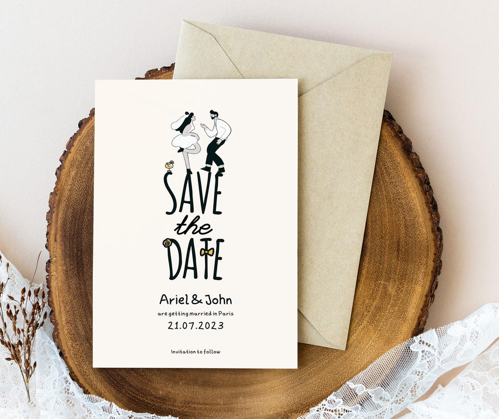 BeyzaLab Unique Cute Save The Date Invite