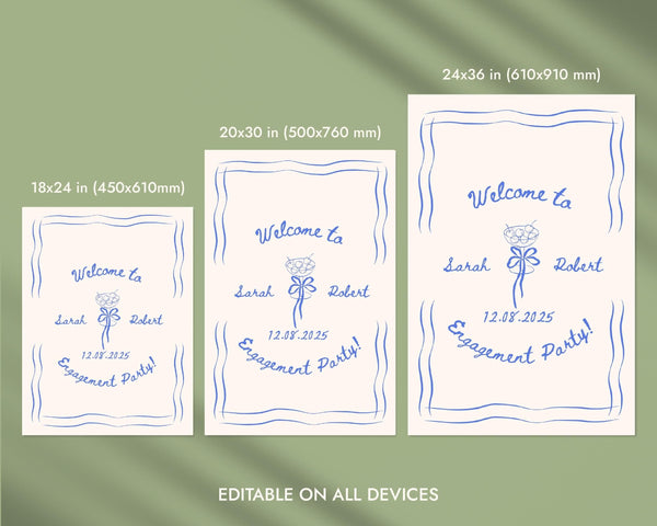BeyzaLab Vintage Engagement Party Sign Template