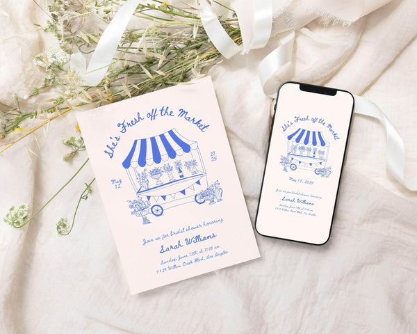Instant Download - Canva Template Vintage Fresh Off The Market Invitation Suite