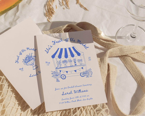 Instant Download - Canva Template Vintage Fresh Off The Market Invitation Suite