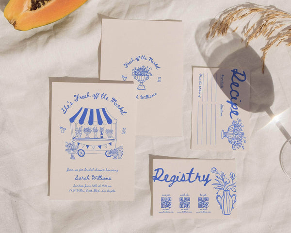 Instant Download - Canva Template Vintage Fresh Off The Market Invitation Suite