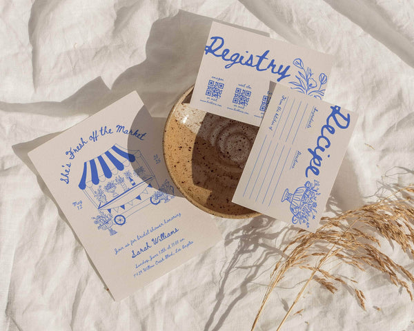 Instant Download - Canva Template Vintage Fresh Off The Market Invitation Suite
