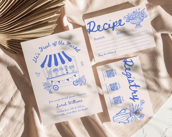 Instant Download - Canva Template Vintage Fresh Off The Market Invitation Suite