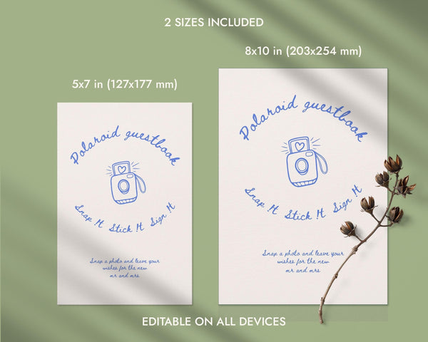 BeyzaLab Vintage Instax Guest Book Sign Template