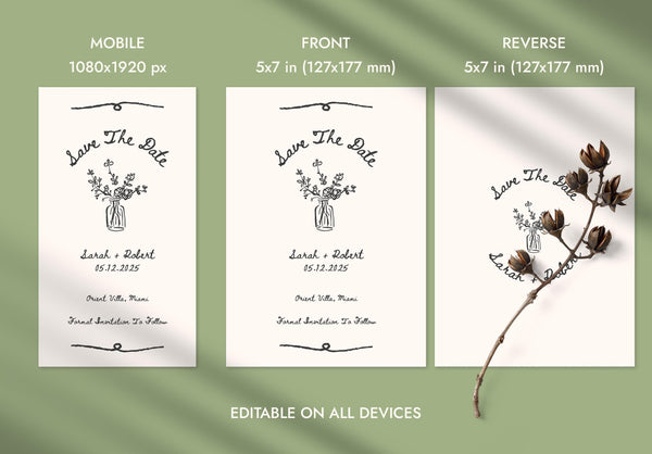 BeyzaLab Vintage Save The Date Cards Template