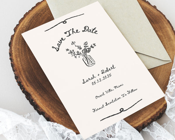 BeyzaLab Vintage Save The Date Cards Template