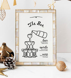 BeyzaLab Vintage Wedding Bar Menu Sign Template