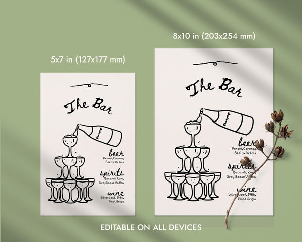 BeyzaLab Vintage Wedding Bar Menu Sign Template