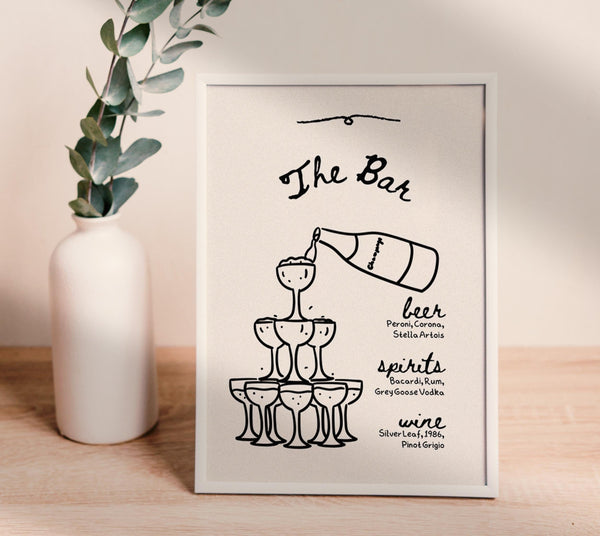 BeyzaLab Vintage Wedding Bar Menu Sign Template
