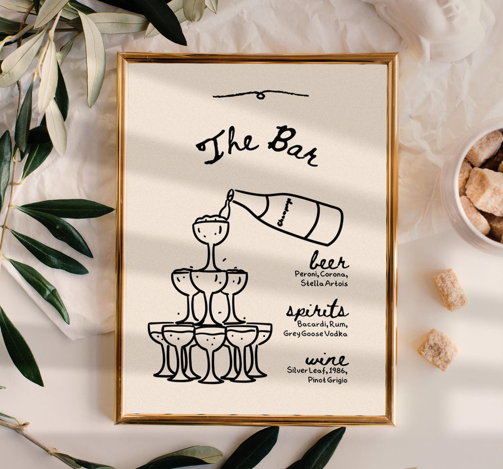 BeyzaLab Vintage Wedding Bar Menu Sign Template