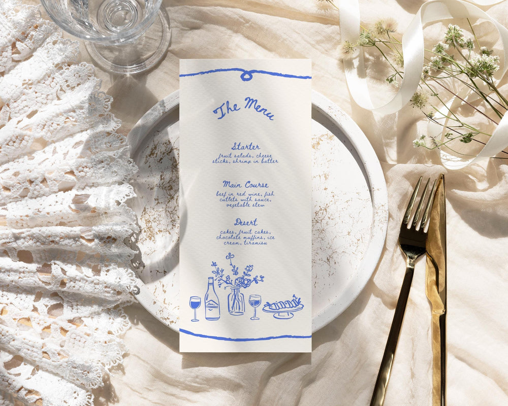 BeyzaLab Vintage Wedding Menu Cards