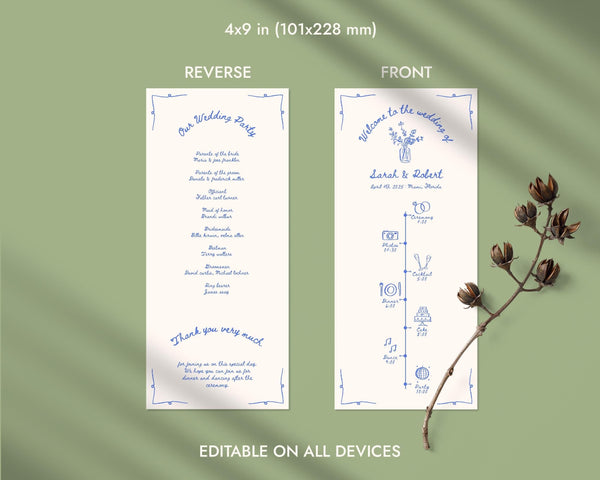 BeyzaLab Vintage Wedding Program Template