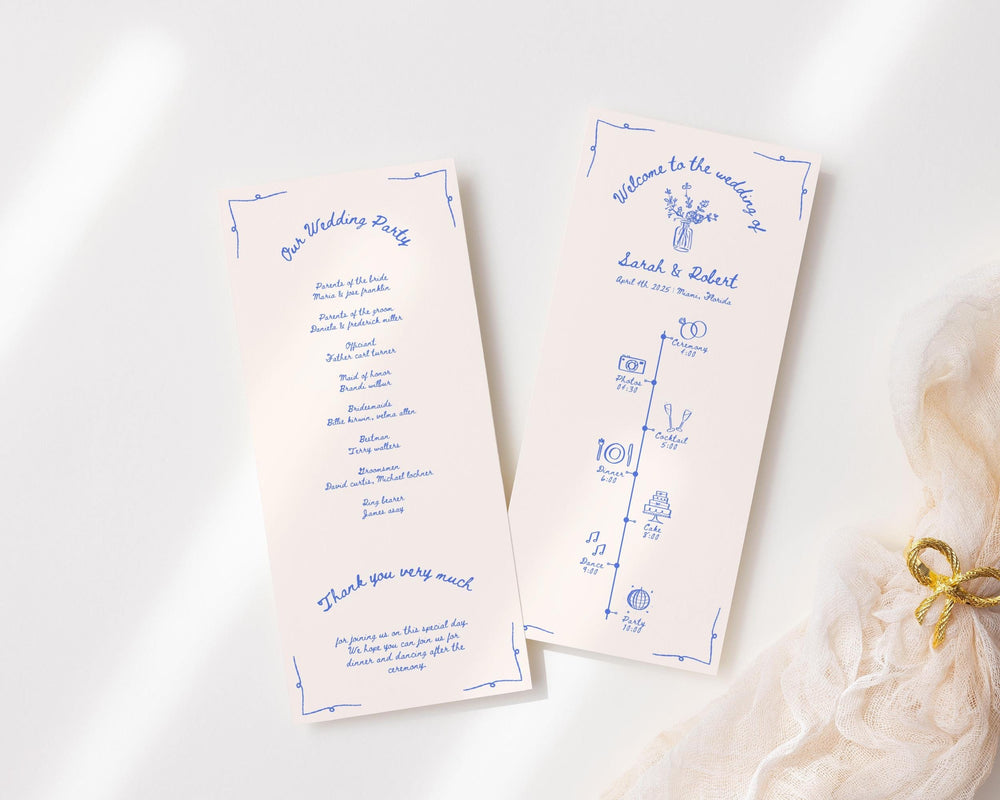 BeyzaLab Vintage Wedding Program Template