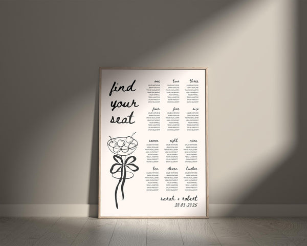 BeyzaLab Vintage Wedding Seating Chart Sign