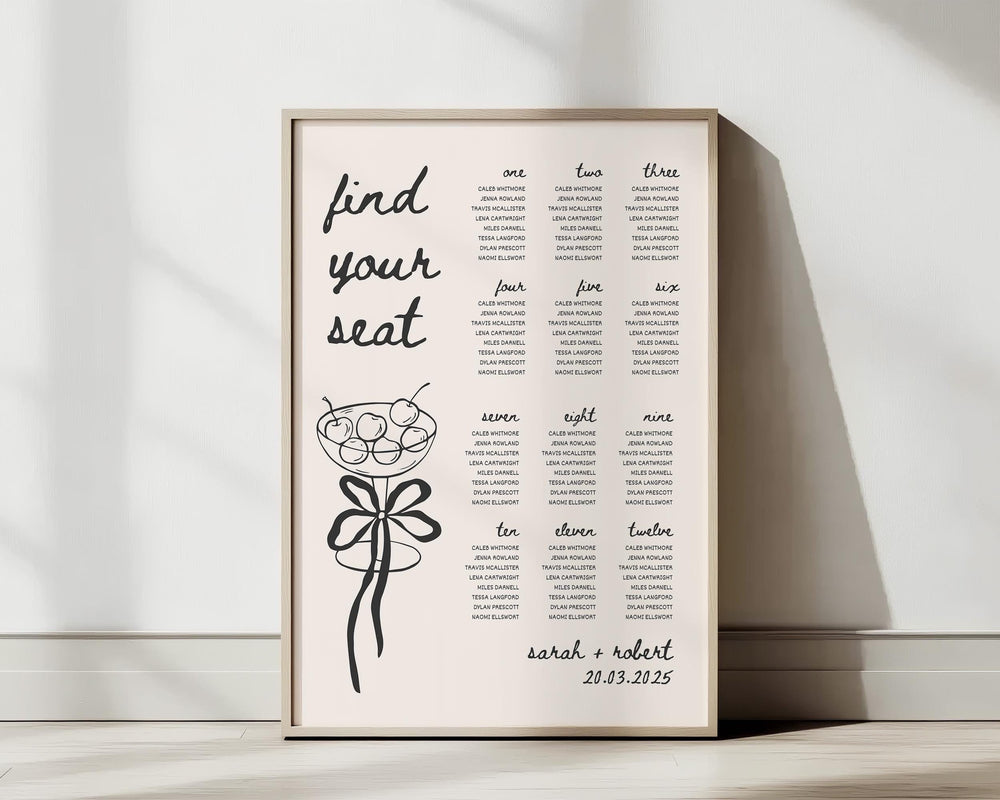 BeyzaLab Vintage Wedding Seating Chart Sign