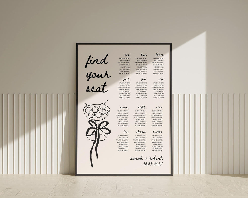 BeyzaLab Vintage Wedding Seating Chart Sign