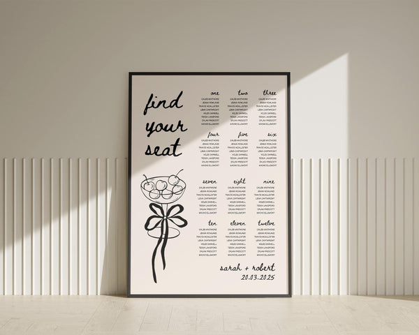 BeyzaLab Vintage Wedding Seating Chart Sign
