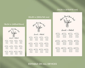 BeyzaLab Vintage Wedding Seating Chart Sign Template
