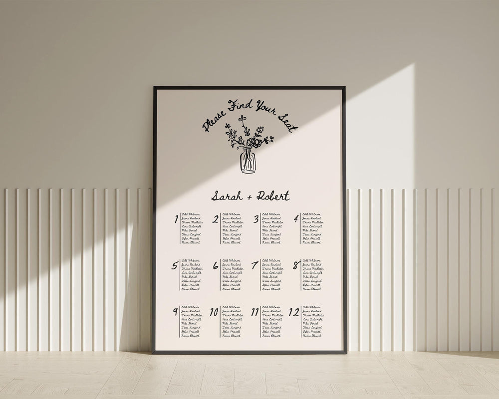 BeyzaLab Vintage Wedding Seating Chart Sign Template