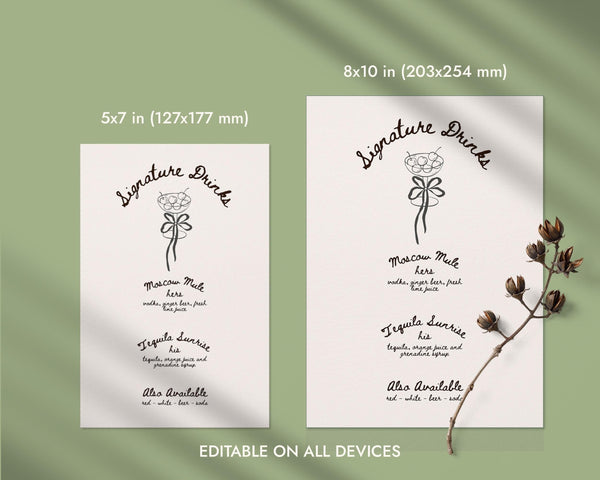 BeyzaLab Vintage Wedding Signature Drinks Sign